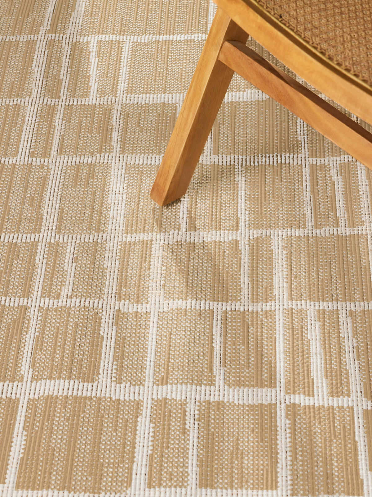 FLACHWEBETEPPICH 200 cm Haringey Weiß, Sandfarben rund  - Sandfarben/Weiß, Design, Kunststoff (200cm)