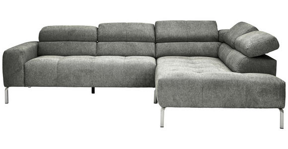 ECKSOFA Dunkelgrau Flachgewebe - Chromfarben/Dunkelgrau, KONVENTIONELL, Textil/Metall (282/224cm) - Hom`in