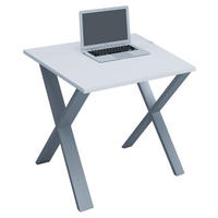 SCHREIBTISCH 80/80/76 cm  in Silberfarben, Weiß  - Silberfarben/Weiß, MODERN, Holzwerkstoff/Metall (80/80/76cm) - MID.YOU
