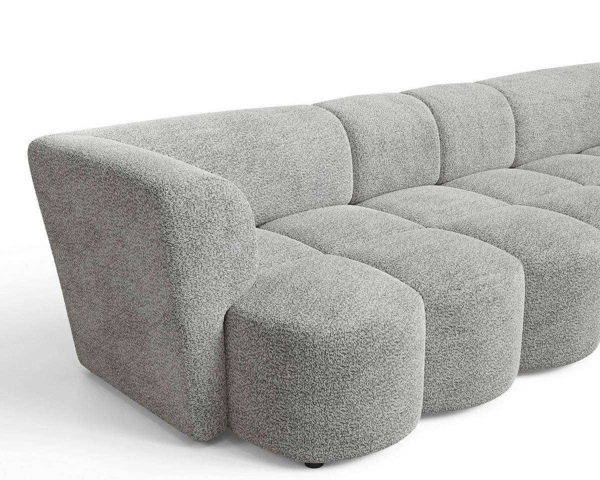 VIERSITZER-SOFA 307/84/107 cm  in Chenille Grau  - Schwarz/Grau, MODERN, Kunststoff/Textil (307/84/107cm) - Milino