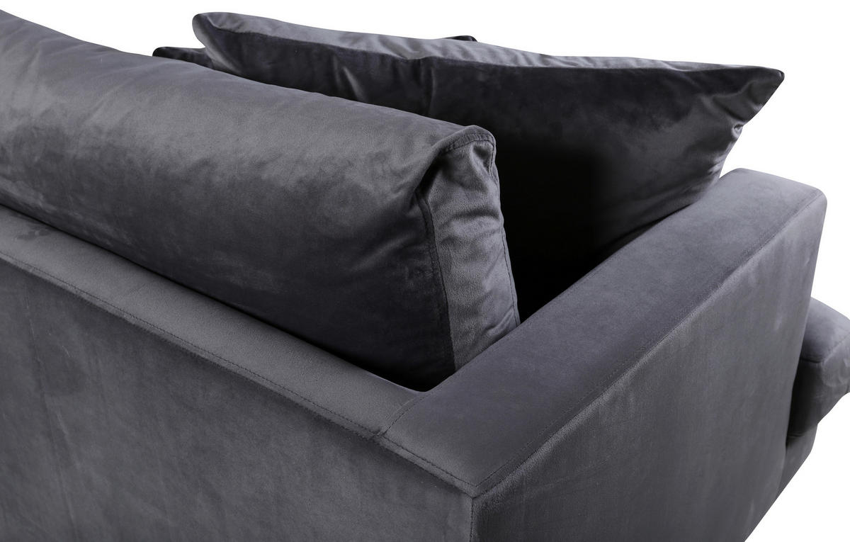 3-SITZER-SOFA in Schwarz, Dunkelgrau  - Dunkelgrau/Schwarz, Design, Kunststoff/Textil (260/86/88cm) - Livetastic