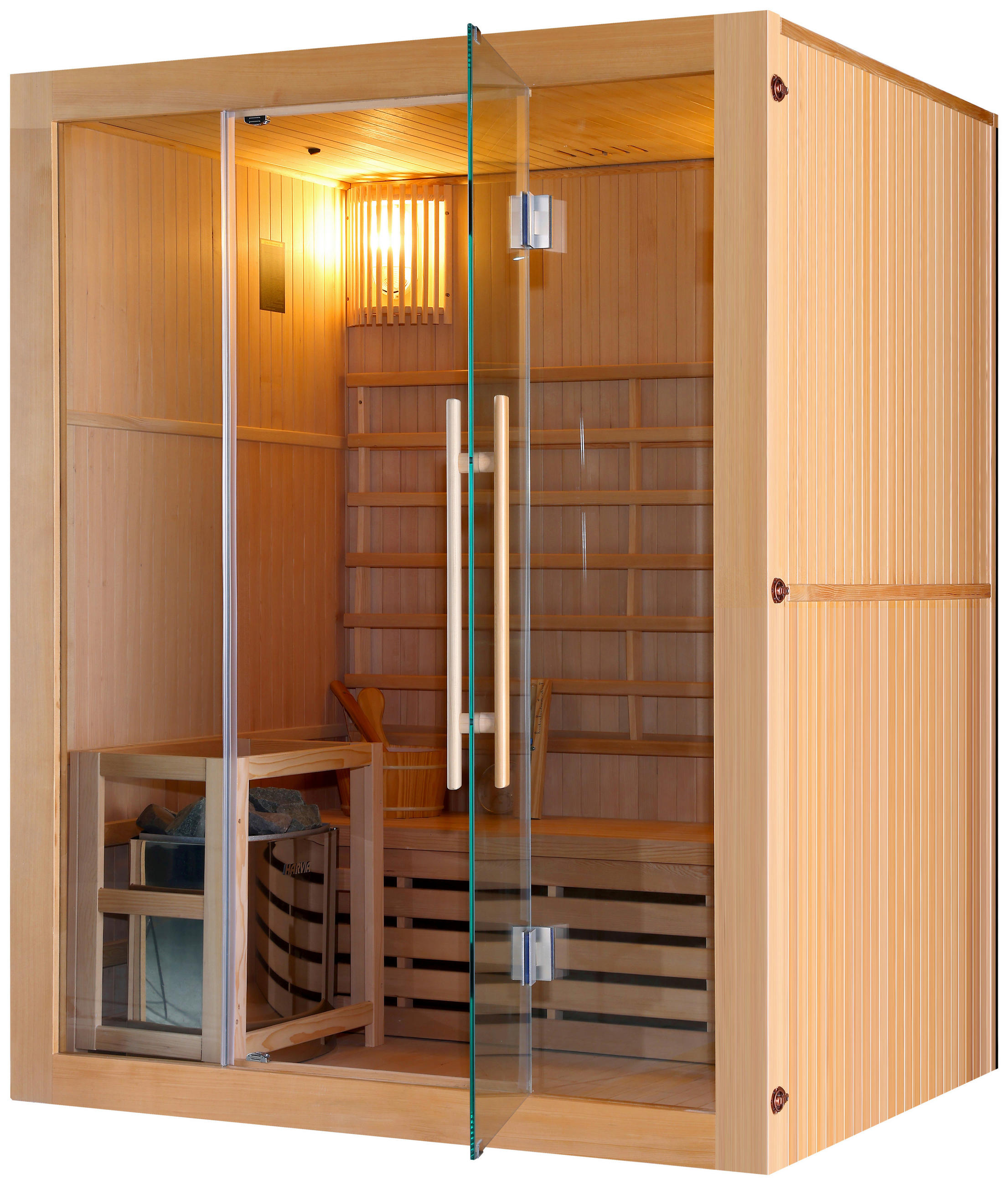 SAUNA für 3 Personen  - Basics, Holz (150/190/120cm)