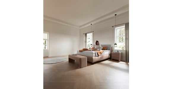 BOXSPRINGBETT 180/200 cm in Hellgrau, Hellbraun - Hellbraun/Hellgrau, Design, Textil/Metall (180/200cm) - Johann Jakob