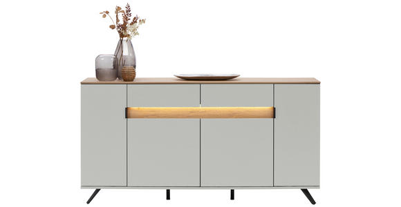 SIDEBOARD Asteiche furniert Eichefarben, Hellgrau Beleuchtung, Einlegeböden  - Eichefarben/Hellgrau, MODERN, Holz/Holzwerkstoff (180,6/82/42cm) - Dieter Knoll