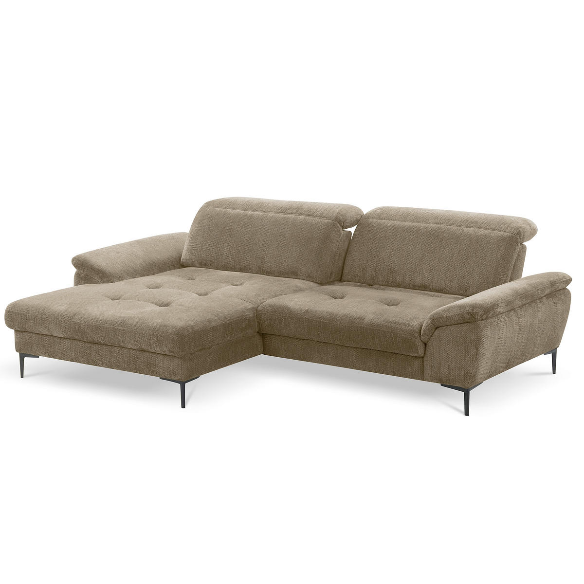 ECKSOFA  Webstoff Taupe  - Taupe/Schwarz, Design, Textil/Metall (195/268cm) - Livetastic