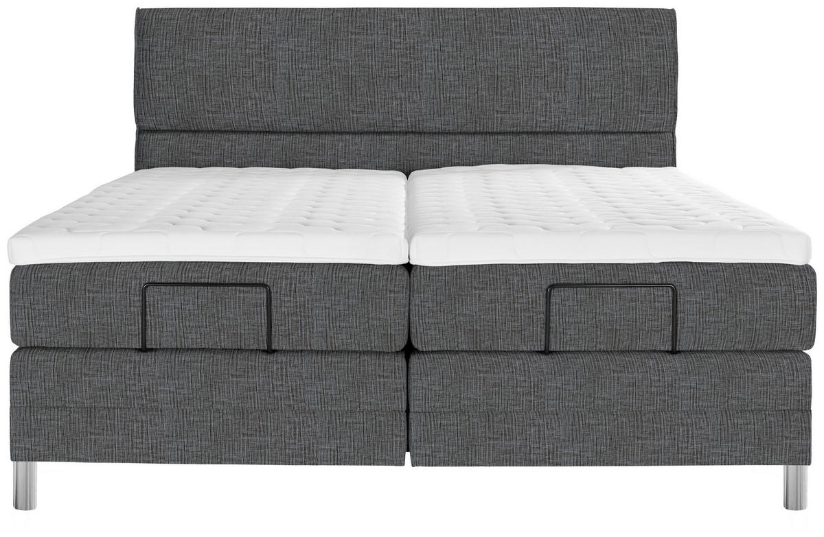 BOXSPRINGBETT 180/200 cm  in Grau  - Chromfarben/Grau, Konventionell, Kunststoff/Textil (180/200cm) - Voleo