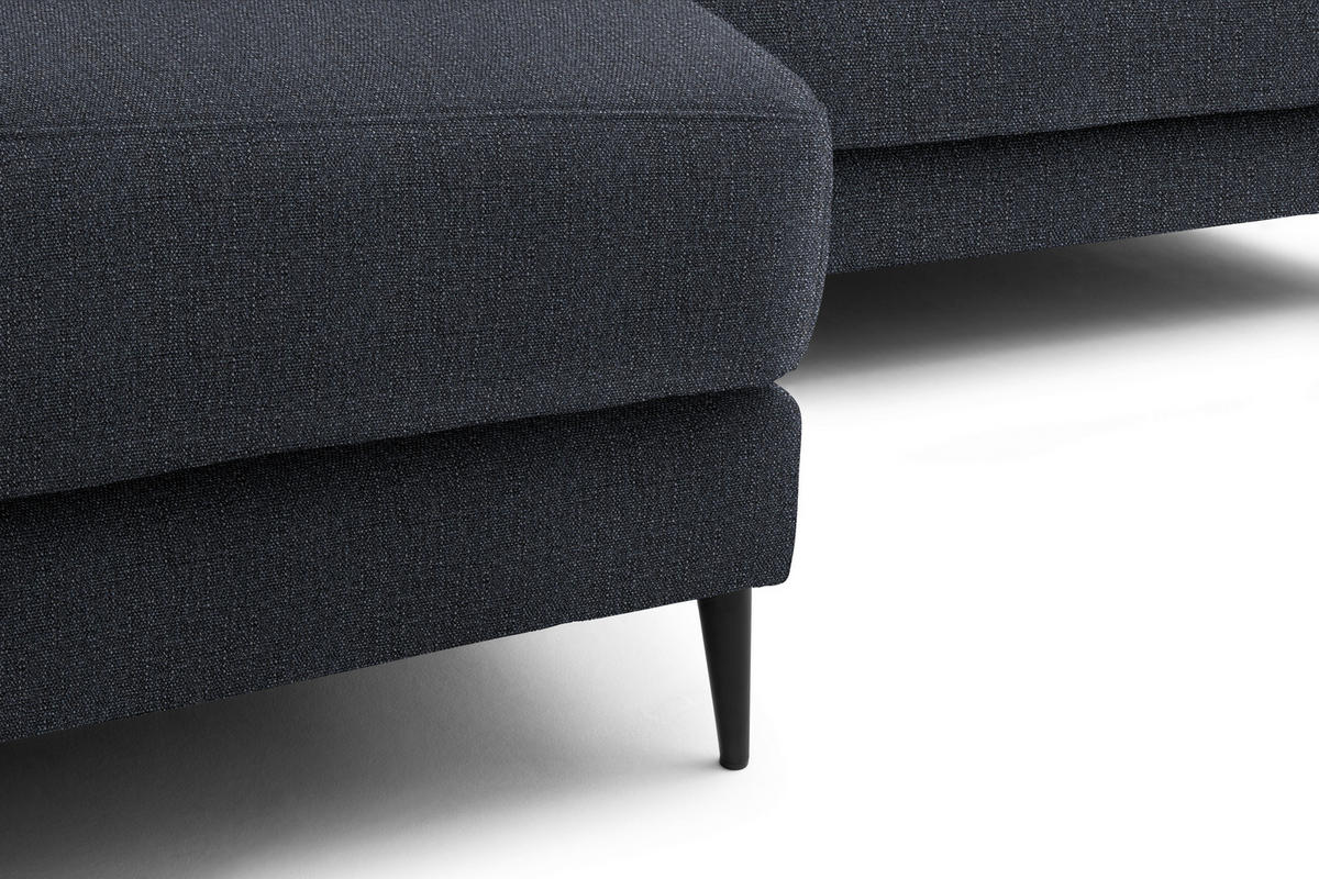 ECKSOFA in Flachgewebe Dunkelgrau  - Dunkelgrau/Schwarz, Design, Textil/Metall (177/253cm) - Dieter Knoll