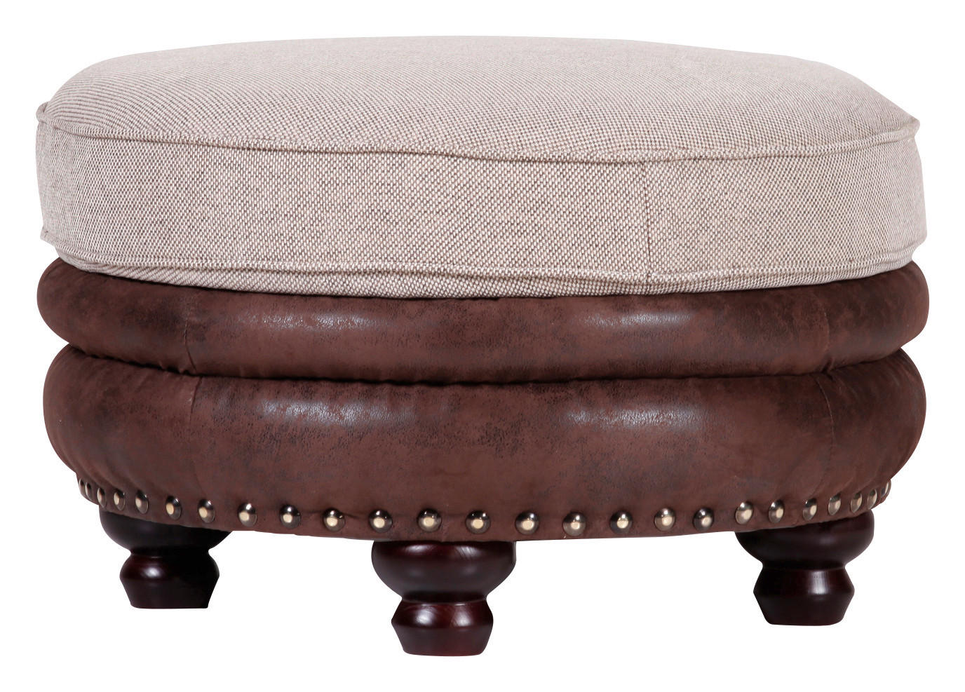 HOCKER Lederlook, Webstoff Dunkelbraun, Beige  - Dunkelbraun/Beige, Trend, Holz/Textil (74/50/74cm) - Landscape
