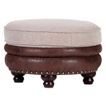 HOCKER Lederlook, Webstoff Dunkelbraun, Beige  - Dunkelbraun/Beige, Trend, Holz/Textil (74/50/74cm) - Landscape