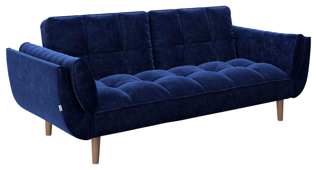 ZOFA S POSTELJNO FUNKCIJO,  modra tekstil  - modra/rjava, Konvencionalno, tekstil/les (215/81,5/84,5cm) - Playboy