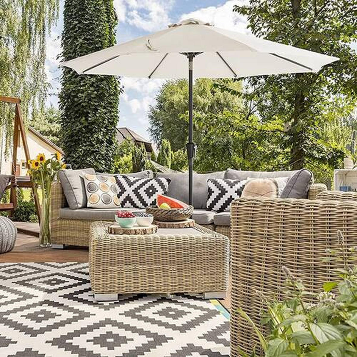 SLNEČNÍK 270/270 cm - čierna/béžová, Basics, kov/textil (270/270cm) - Modante