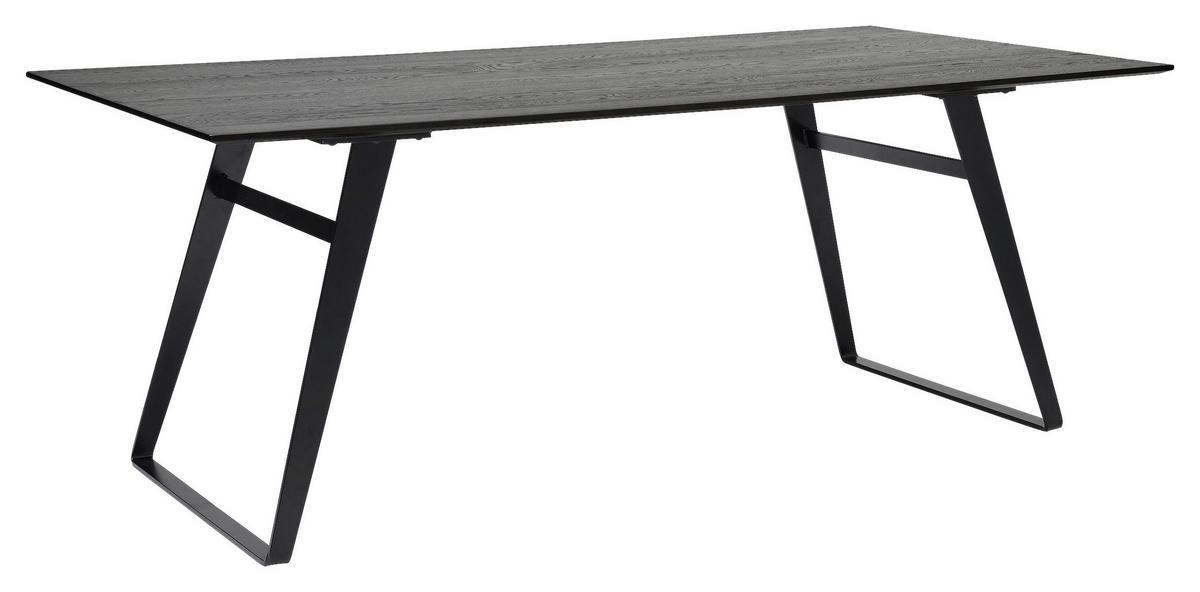 ESSTISCH Eiche massiv rechteckig Schwarz  - Schwarz, Design, Holz/Metall (180/100/77cm) - Musterring