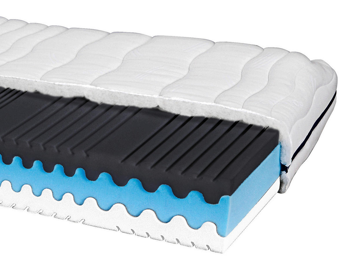 Komfortschaummatratze 80/200 cm, Höhe ca.: 23 cm, H2 + H3 = mittel + fest, 7-Zonen - Weiß, Basics, Textil (80/200cm) - Primatex