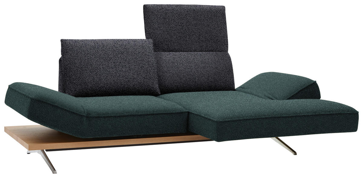 ECKSOFA in Flachgewebe Blau, Schwarz  240/132 cm  - Chromfarben/Blau, Design, Holz/Textil (240/132cm) - Koinor