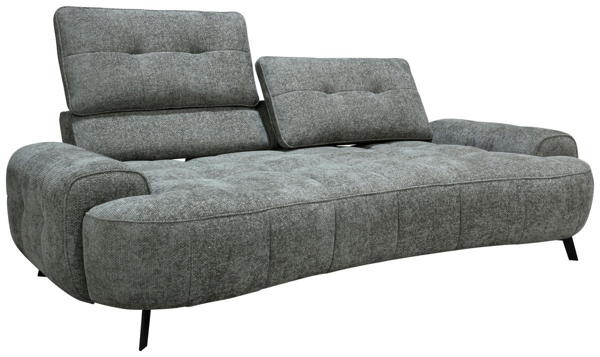 2-SITZER-SOFA Chenille Grau  - Schwarz/Grau, Design, Kunststoff/Textil (230/84/104/111/122cm) - Livetastic