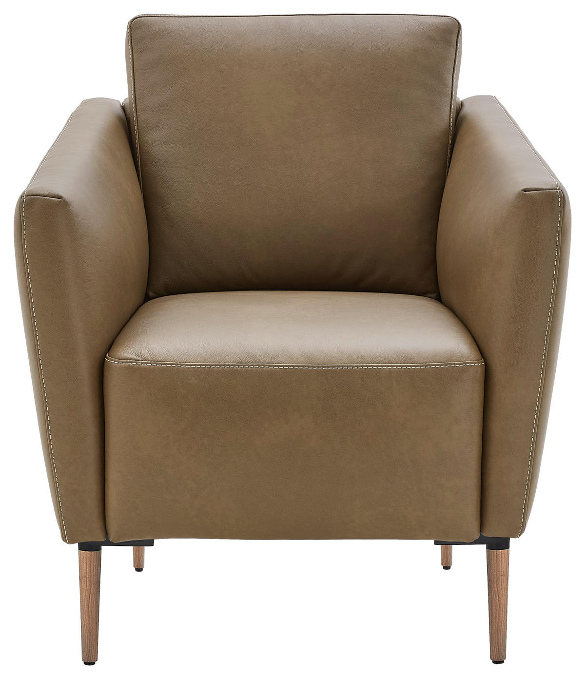 SESSEL in Echtleder Olivgrün  - Eichefarben/Beige, Natur, Leder/Holz (75/84/76cm) - Valnatura