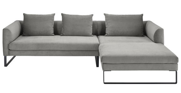 ECKSOFA  in Cord Dunkelgrau  284/178 cm  - Dunkelgrau/Schwarz, KONVENTIONELL, Textil/Metall (284/178cm) - Hom`in