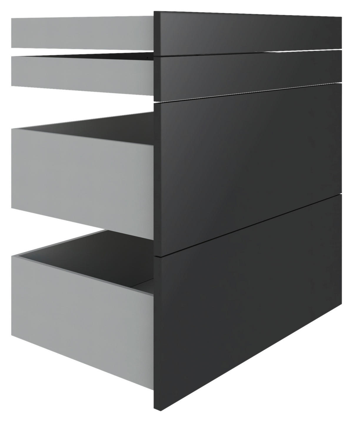 SCHUBLADENSET 90,9/82/46,8 cm   - Anthrazit Hochglanz, Konventionell, Holzwerkstoff (90,9/82/46,8cm) - Hom`in