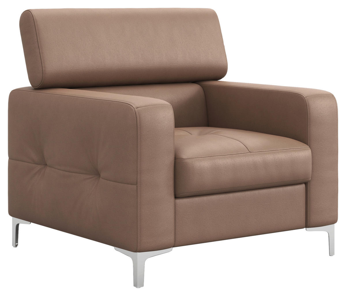 SESSEL in Echtleder Cappuccino  - Chromfarben/Cappuccino, Design, Leder/Metall (99/78-92/106cm) - Livetastic