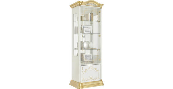 VITRINE in Goldfarben, Weiß - Goldfarben/Weiß, LIFESTYLE, Glas/Holzwerkstoff (76/209/53cm) - Cantus