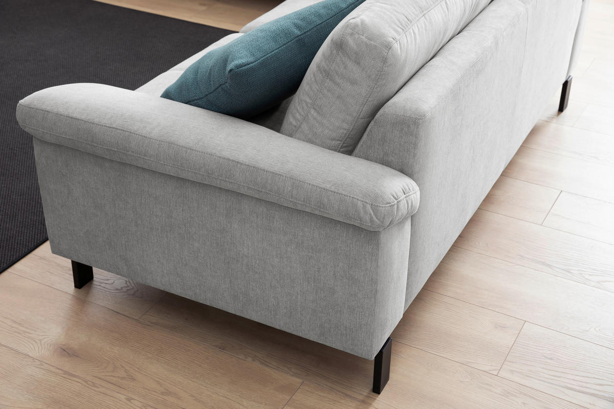 2,5-SITZER in Velours Silberfarben  - Silberfarben/Schwarz, Design, Textil/Metall (206/86/97cm) - Pure Home Lifestyle