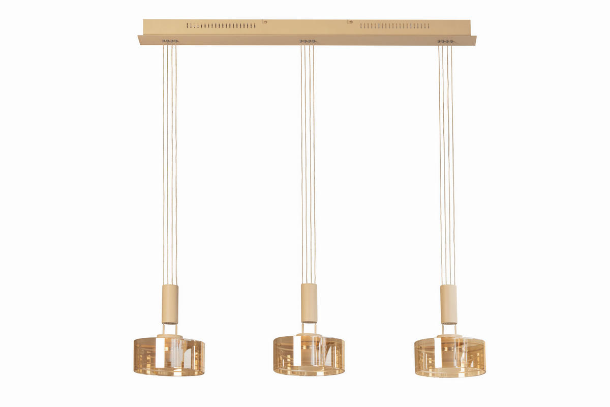 LED-HÄNGELEUCHTE Lavin 100/20/160 cm   - Sandfarben/Bernsteinfarben, Basics, Glas/Metall (100/20/160cm) - Fischer & Honsel