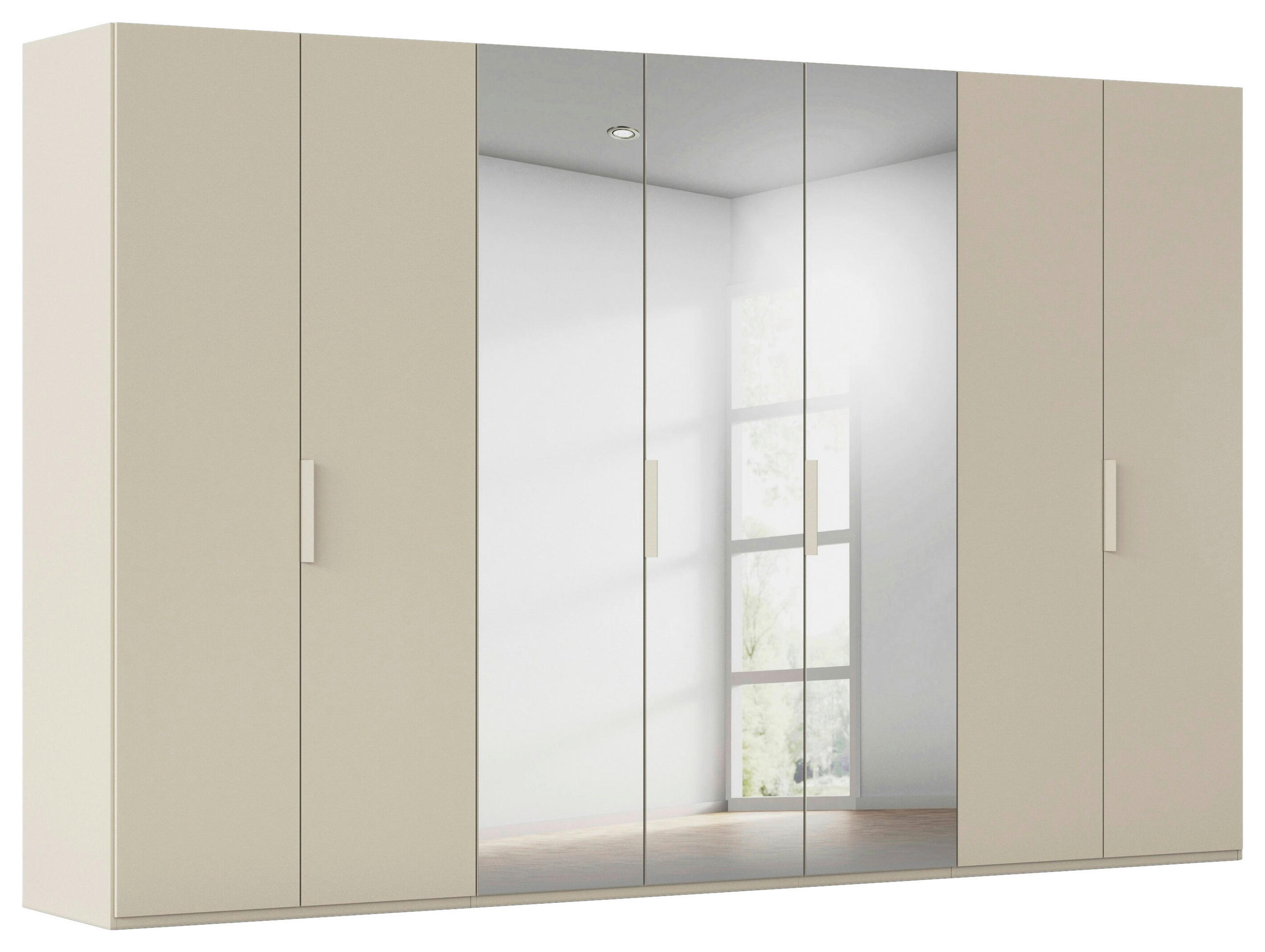 DREHTÜRENSCHRANK 350/223/61 cm,  in Champagner, 7-türig  - Champagner, Basics, Glas/Holzwerkstoff (350/223/61cm) - Novel