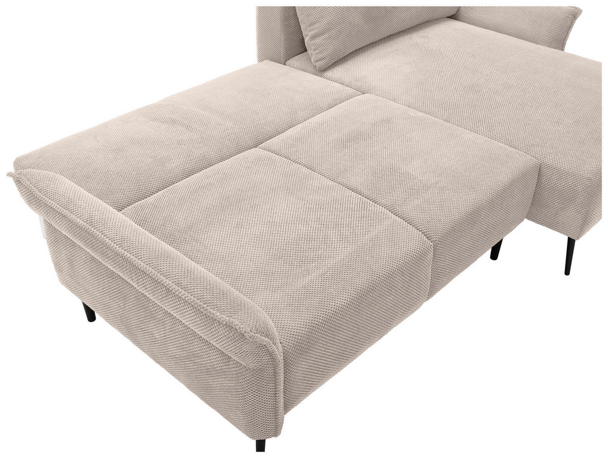 ECKSOFA in Chenille Creme  - Creme/Schwarz, Konventionell, Textil/Metall (255/164cm) - Carryhome