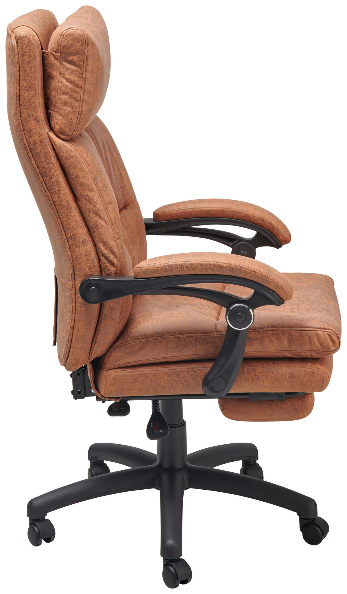 KANCELÁŘSKÉ KŘESLO, mikrovlákno, hnědá - černá/hnědá, Lifestyle, kov/dřevo (66/114 - 122/71,5cm) - MID.YOU