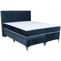 BOXSPRINGOVÁ POSTEĽ, 180/200 cm, modrá - čierna/modrá, Konventionell, kov/drevo (180/200cm) - Hom`in