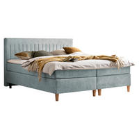BOXSPRINGBETT 180/200 cm  in Platinfarben  - Platinfarben/Buchefarben, Basics, Holz/Textil (180/200cm) - Boxxx