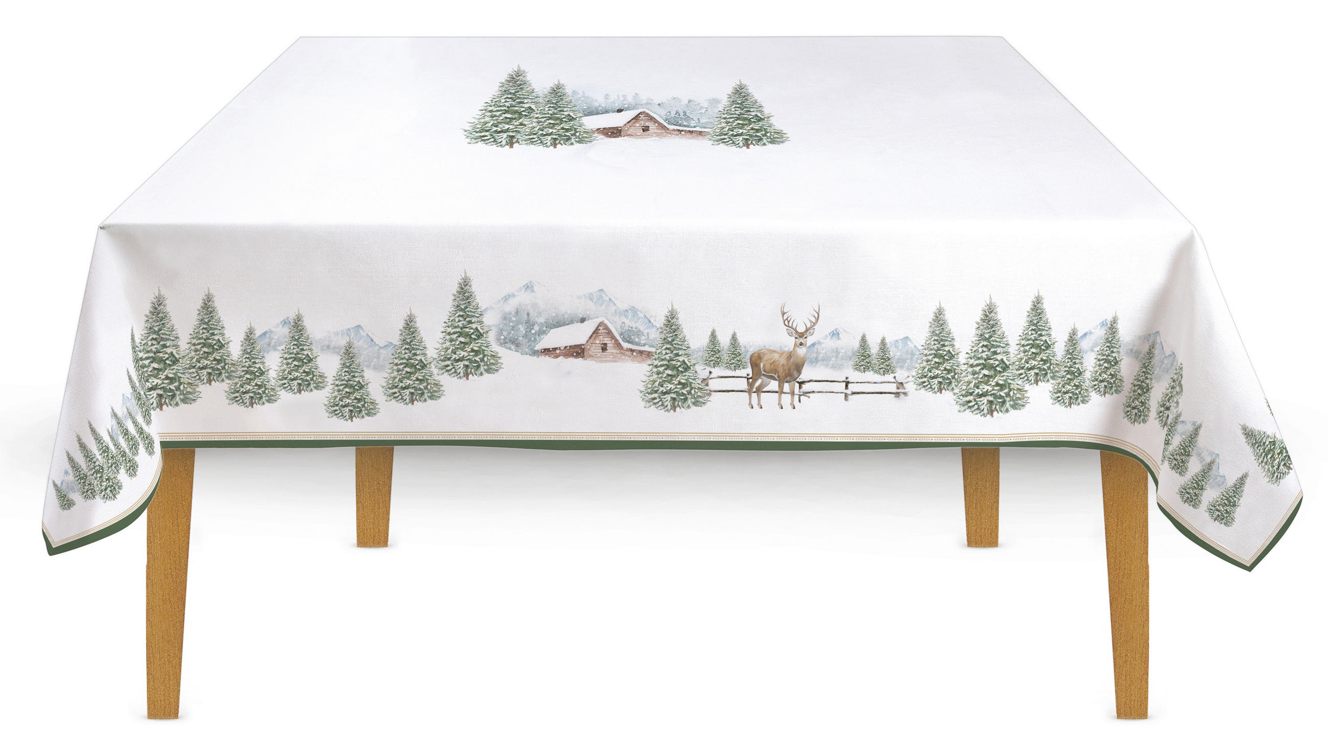 TISCHDECKE White Forest 180/145 cm  - Hellbraun/Pastellblau, Basics, Textil (180/145cm) - POZZI AND EASY LIFE