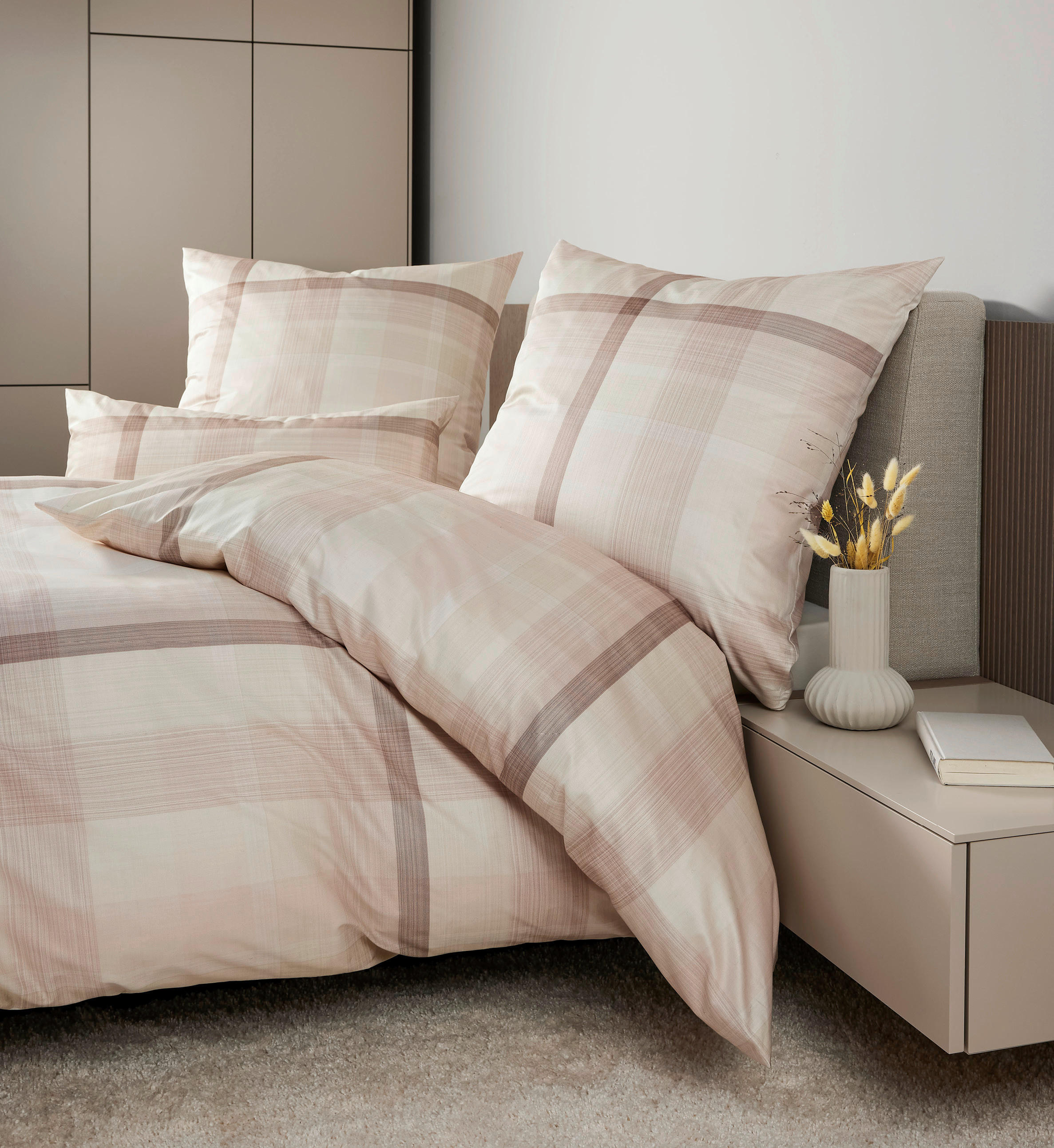 POSTELJNINA MILANO 140/220 cm mako saten bež, rjava  - bež/rjava, Konvencionalno, tekstil (140/220cm) - Janine