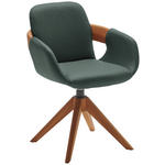 ARMLEHNSTUHL  Lederauswahl, Stoffauswahl, Typenauswahl, Sitzfläche 360° drehbar, automatische Rückholfunktion  Echtleder  - Dunkelgrün/Eichefarben, Natur, Leder/Holz (60/86/60cm) - Valnatura