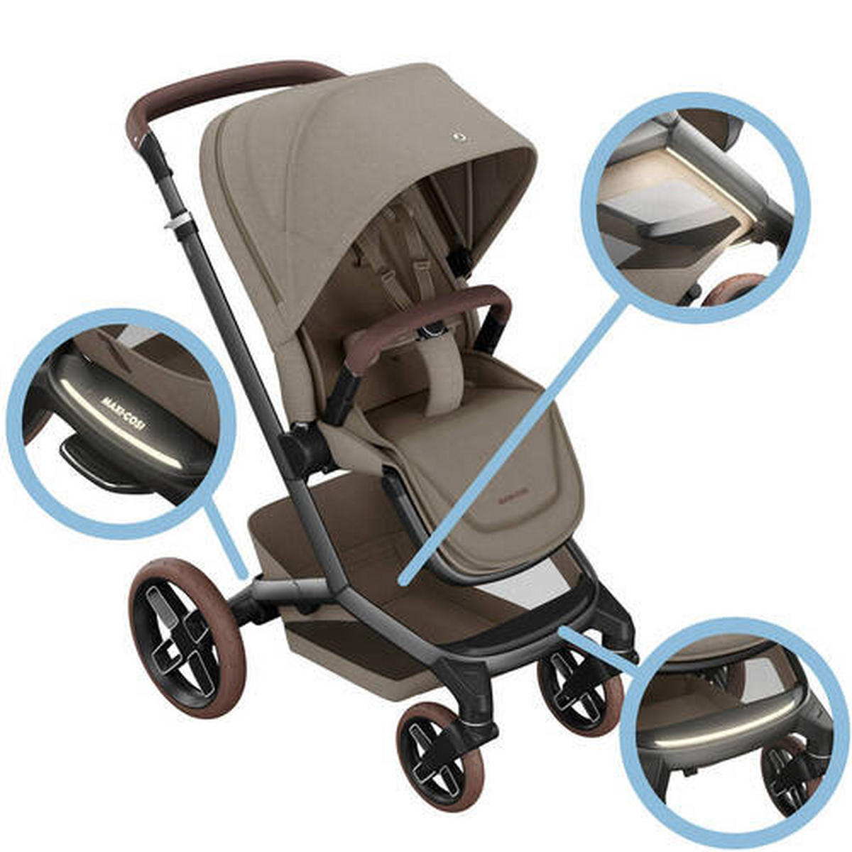 KINDERWAGENSET Fame Bundle  - Graubraun, Basics - Maxi-Cosi