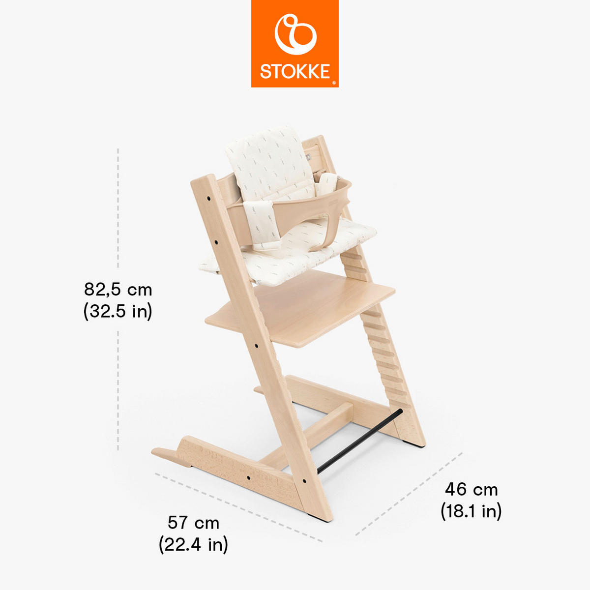 HOCHSTUHL-SET Tripp Trapp Bundles  - Naturfarben, Basics, Holz (83/57/46cm) - Stokke