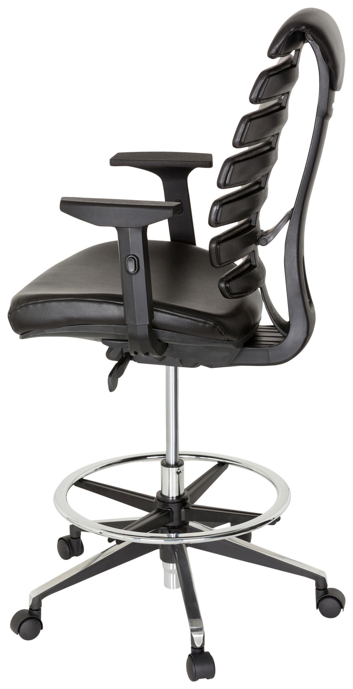 DREHSTUHL  in Lederlook Schwarz  - Schwarz/Alufarben, MODERN, Kunststoff/Textil (62/131/65cm) - MID.YOU