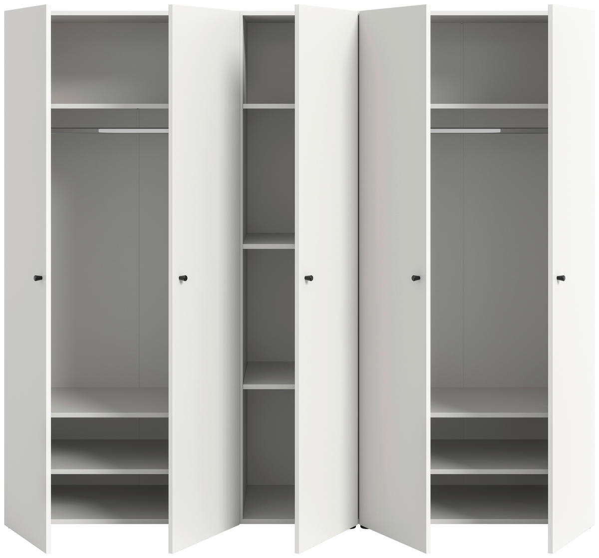 DREHTÜRENSCHRANK 200/176/51 cm,  in Weiß, 5-türig  - Schwarz/Weiß, MODERN, Holzwerkstoff/Kunststoff (200/176/51cm) - MID.YOU