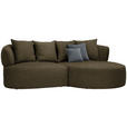 ECKSOFA in Bouclé Olivgrün  235/166 cm  - Schwarz/Olivgrün, MODERN, Kunststoff/Textil (235/166cm) - Hom`in