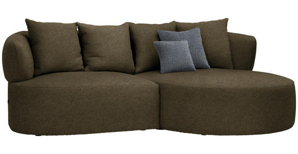 ECKSOFA in Bouclé Olivgrün  235/166 cm  - Schwarz/Olivgrün, MODERN, Kunststoff/Textil (235/166cm) - Hom`in