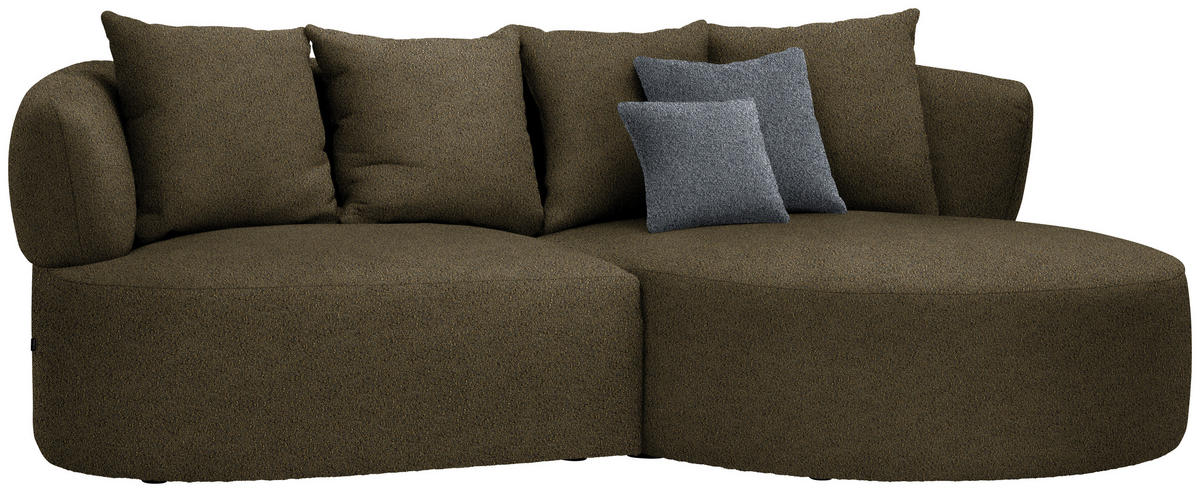 ECKSOFA in Bouclé Olivgrün  235/166 cm  - Schwarz/Olivgrün, MODERN, Kunststoff/Textil (235/166cm) - Hom`in