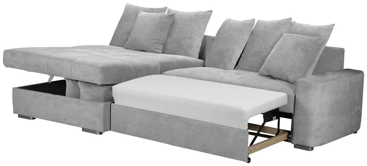 ECKSOFA SALVADOR Hellgrau Mikrofaser  - Wengefarben/Silberfarben, MODERN, Holz/Textil (164/293cm) - MID.YOU