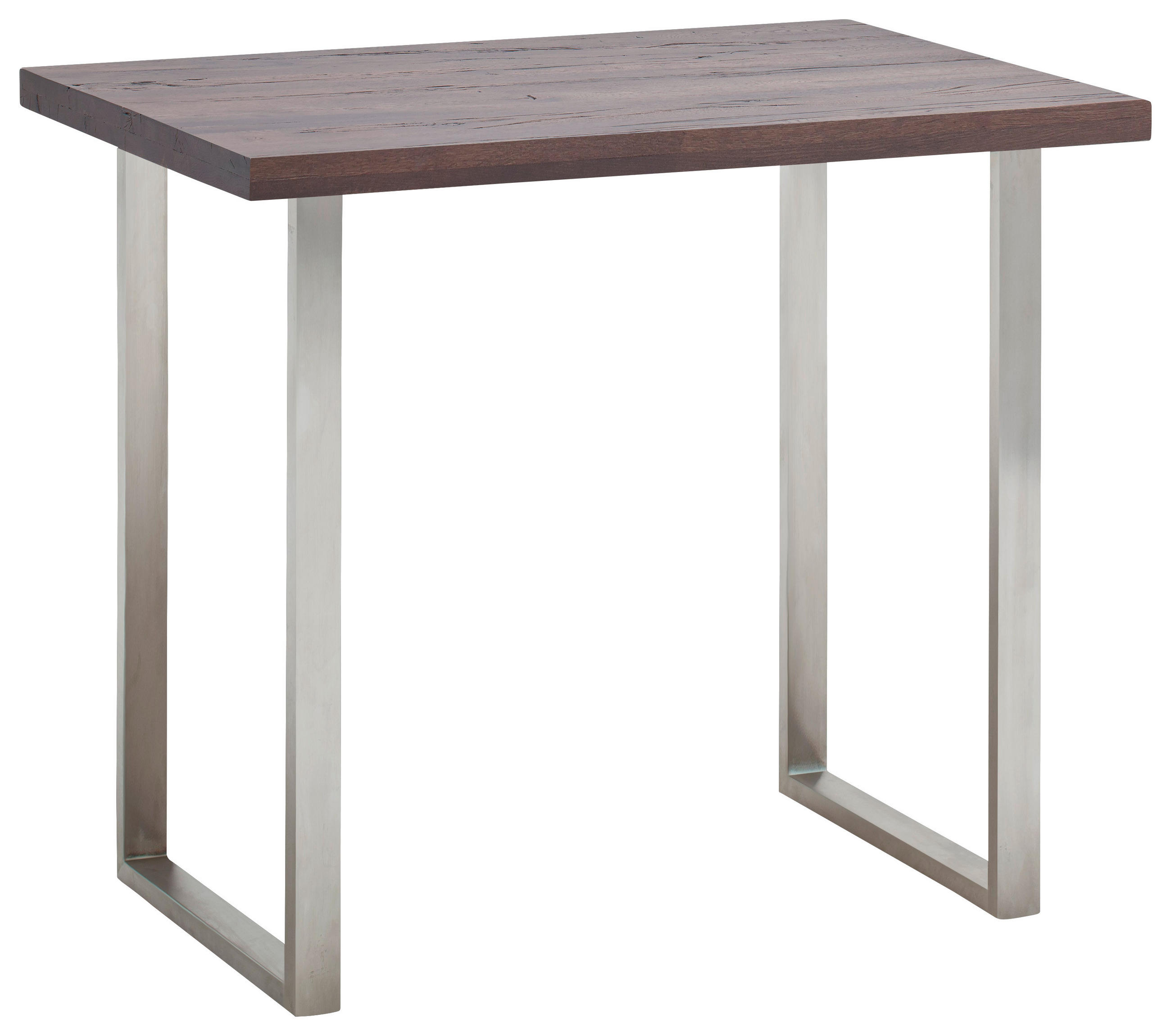 BARTISCH Eiche massiv rechteckig Eichefarben, Edelstahlfarben - Edelstahlfarben/Eichefarben, Design, Holz/Metall (120/80/95cm) - Novel