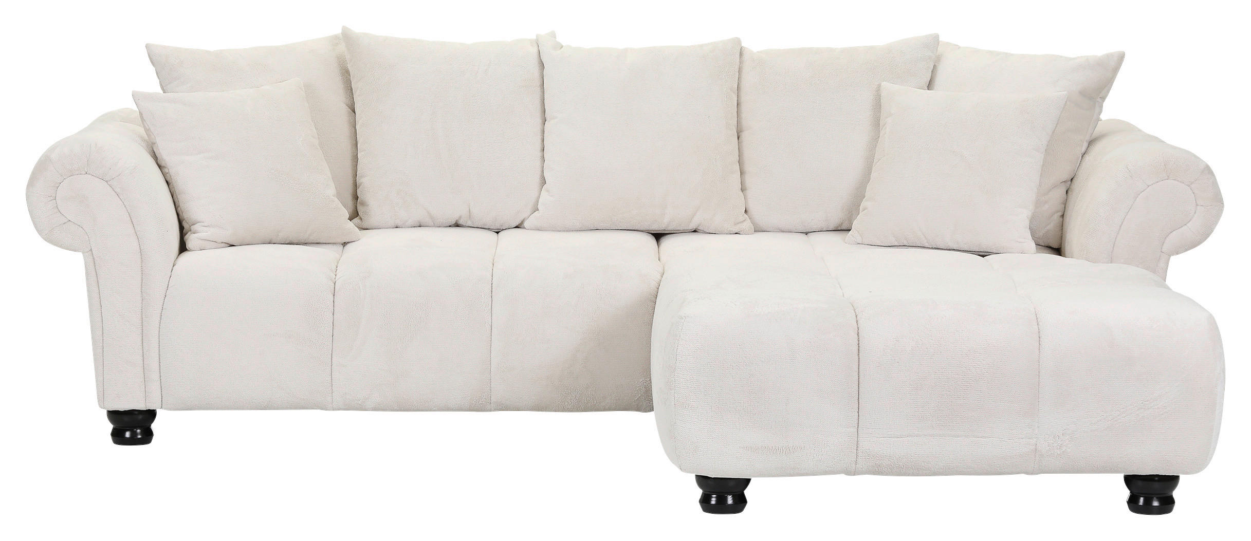 ECKSOFA Weiß Plüsch  - Dunkelbraun/Weiß, KONVENTIONELL, Holz/Textil (288/190cm) - Carryhome