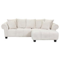 ECKSOFA Weiß Plüsch  - Dunkelbraun/Weiß, KONVENTIONELL, Holz/Textil (288/190cm) - Carryhome