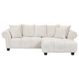 ECKSOFA  in Plüsch Weiß  288/190 cm  - Dunkelbraun/Weiß, KONVENTIONELL, Holz/Textil (288/190cm) - Carryhome