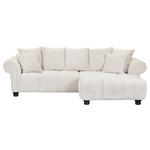 ECKSOFA  in Plüsch Weiß  288/190 cm  - Dunkelbraun/Weiß, KONVENTIONELL, Holz/Textil (288/190cm) - Carryhome