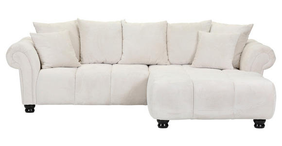 ECKSOFA  in Plüsch Weiß  288/190 cm  - Dunkelbraun/Weiß, KONVENTIONELL, Holz/Textil (288/190cm) - Carryhome