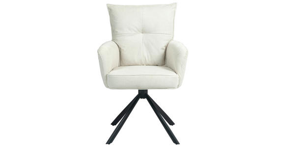 ARMLEHNSTUHL in Eisen Cord - Creme/Schwarz, Design, Textil/Metall (60/95/67cm) - Novel