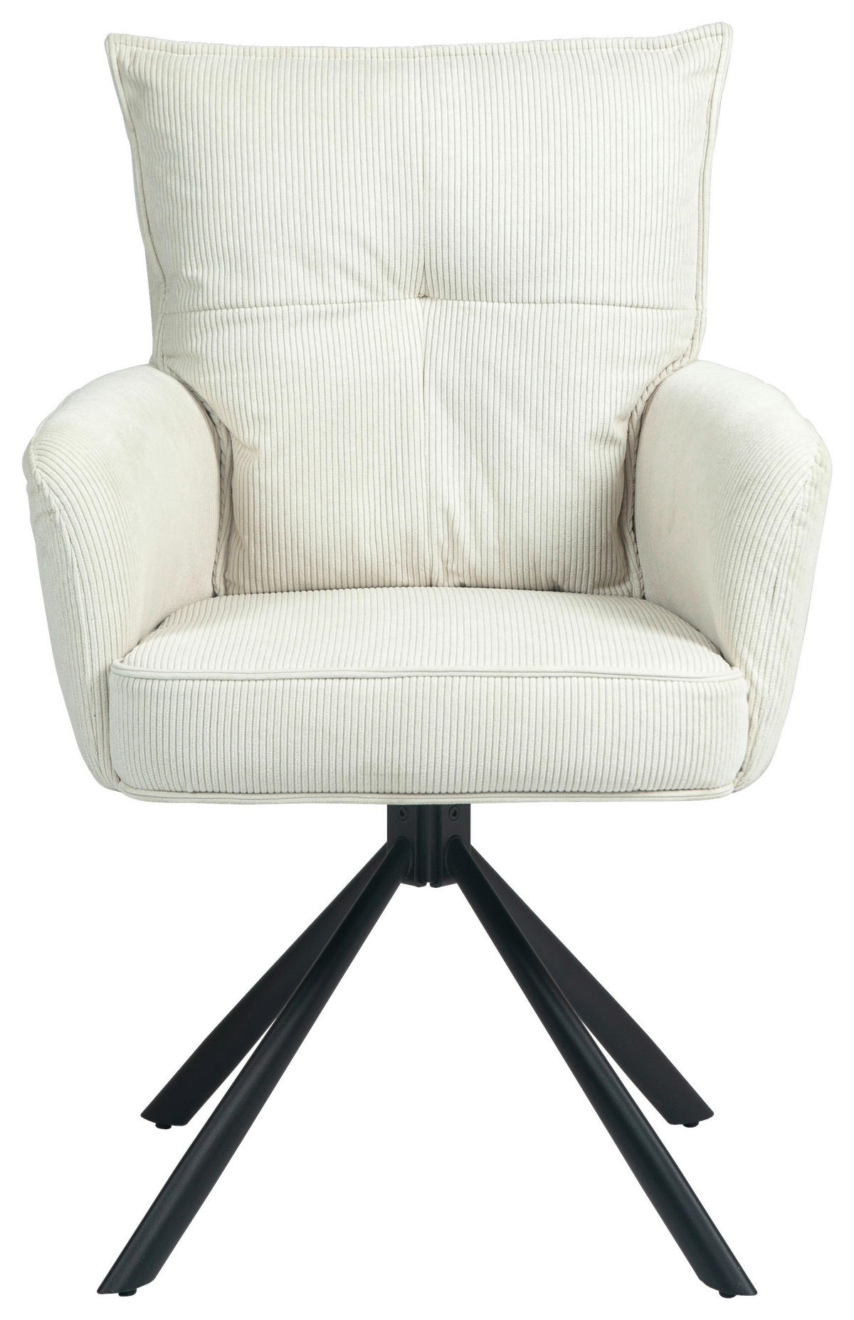 ARMLEHNSTUHL  in Eisen Cord  - Creme/Schwarz, Design, Textil/Metall (60/95/67cm) - Novel